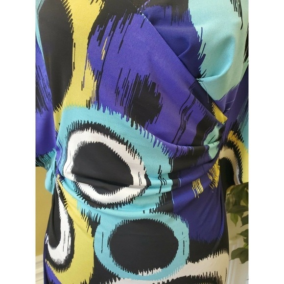 Sangria Size 4 Faux Wrap Dress Flair Sleeves - Picture 4 of 12